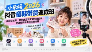 小朱妈2026抖音童鞋带货速成班:从橱窗起号、对标选品到文案拍摄剪辑,跑通短视频卖鞋完整流程-聊项目
