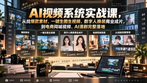 AI视频系统实战课,从找爆款素材、一键生图生视频、数字人换装商业成片,到电商同城视频、AI漫剧完整落地-聊项目