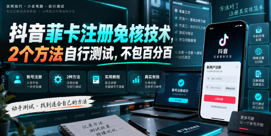 抖音菲卡注册免核技术，2个方法自行测试，不包百分百-聊项目