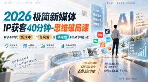 2026极简新媒体IP获客40分钟-思维破局课,解锁Ai时代“低成本”、“低风险”的确定性新媒体获客打法-聊项目