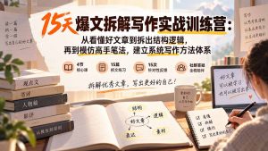 15天爆文拆解写作实战训练营:从看懂好文章到拆出结构逻辑,再到模仿高手笔法,建立系统写作方法体系-聊项目