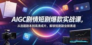 AIGC剧情短剧爆款实战课,从选题剧本到高清成片,解锁短剧副业新赛道(更新0906)-聊项目