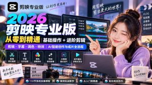 2026剪映专业版从零到精通|基础操作+进阶剪辑|剪辑·字幕·调色·特效|AI智能创作与成片全流程-聊项目