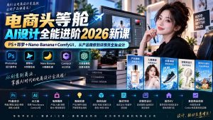 电商头等舱AI设计全能进阶2026新课：PS+即梦+Nano Banana+ComfyUI，从产品精修到详情页全案设计-聊项目