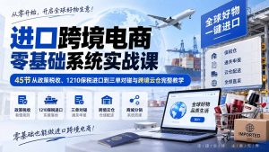 进口跨境电商零基础系统实战课：45节从政策税收、1210保税进口到三单对碰与跨境云仓完整教学-聊项目