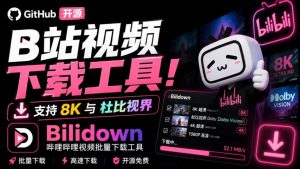 Github开源B站视频下载工具！支持8K与杜比视界的哔哩哔哩视频批量下载工具，简单易用Bilidown-聊项目