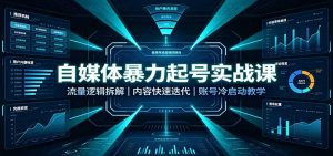 自媒体暴力起号实战课：流量逻辑拆解，内容快速迭代，账号冷启动教学-聊项目