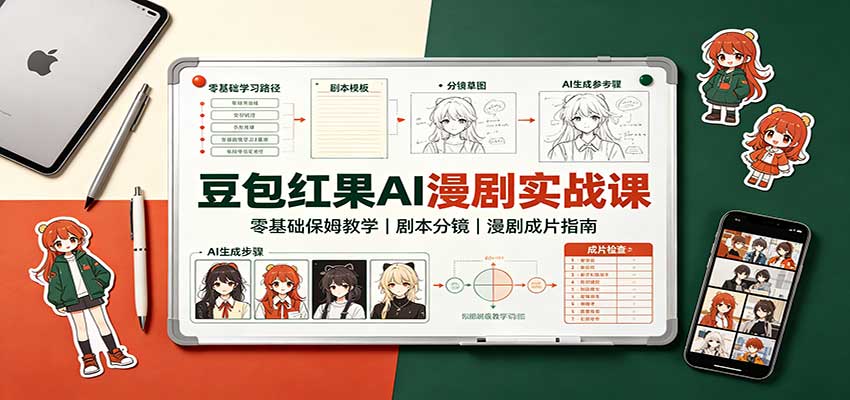豆包红果AI漫剧实战课:零基础保姆教学,剧本分镜,漫剧成片指南-聊项目