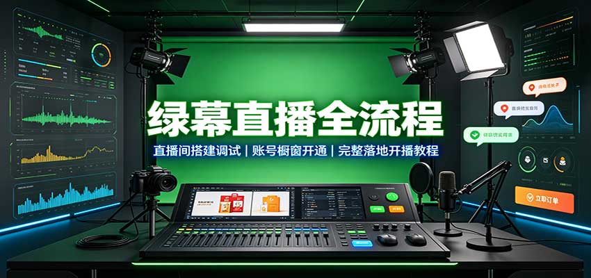 绿幕直播全流程:直播间搭建调试,账号橱窗开通,完整落地开播教程-聊项目