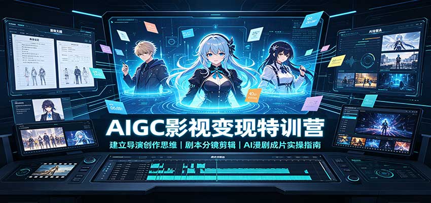 AIGC影视变现特训营:建立导演创作思维,剧本分镜剪辑,AI漫剧成片实操指南-聊项目