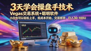 三天学会操盘手技术【顺势而为第八期】Vegas交易技术+聪明软件,日赚50-300U-聊项目