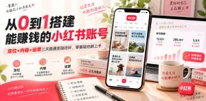 从0到1搭建能賺钱的小红书账号,定位+内容+运营三天跑通变现闭环-聊项目