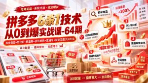 拼多多6杀1技术从0到爆实战课-64期:机会商品+防比价+限量购+全站营销+直通车+裂变完整六步打法-聊项目