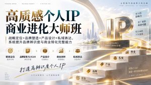 高质感个人IP商业进化大师班:战略定位+品牌塑造+产品设计+私域表达,系统提升品牌辨识度与商业转化完整能力-聊项目