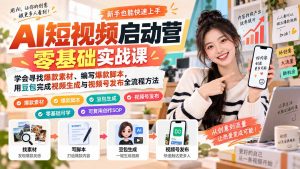 AI短视频启动营零基础实战课：学会寻找爆款素材、编写爆款脚本，用豆包完成视频生成与视频号发布全流程方法-聊项目