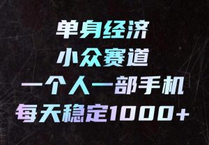 单身经济小众赛道,一个人一部手机,每天稳定1000+,长期可持续的赛道【揭秘】-聊项目