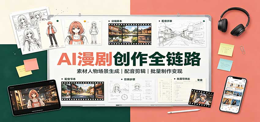 AI漫剧创作全链路:素材人物场景生成,配音剪辑,批量制作变现-聊项目
