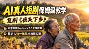 AI真人短剧保姆级教学,复刻《丧失下乡》,剧本分镜Seedance2.0生成视频,搞定人物一致性全流程实操-聊项目