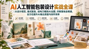 AI人工智能包装设计实战全课|从设计规范、版式配色、结构刀模到AI出图、印刷落地全精通-聊项目