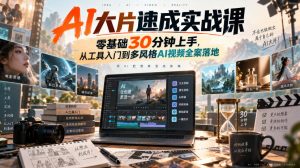 AI大片速成实战课|零基础30分钟上手,从工具入门到多风格AI视频全案落地-聊项目