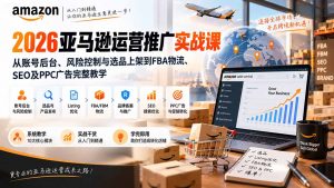 2026亚马逊运营推广实战课:从账号后台、风险控制与选品上架到FBA物流、SEO及PPC广告完整教学-聊项目
