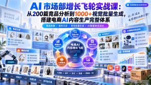 AI 市场部增长飞轮实战课:从200篇竞品分析到1000+视觉批量生成,搭建电商AI内容生产完整体系-聊项目
