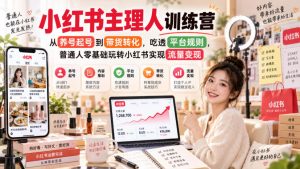 小红书主理人训练营,从养号起号到带货转化,吃透平台规则,普通人零基础玩转小红书实现流量变现-聊项目