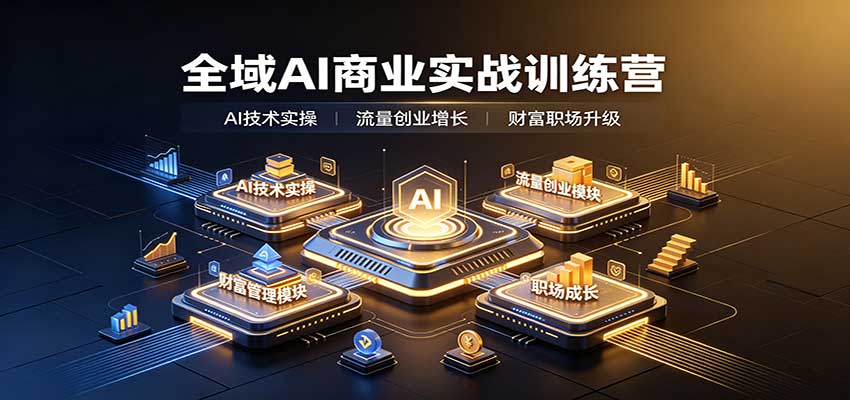 全域AI商业实战训练营：涵盖AI技术实操、流量创业、财富管理与职场成长全体系内容-聊项目