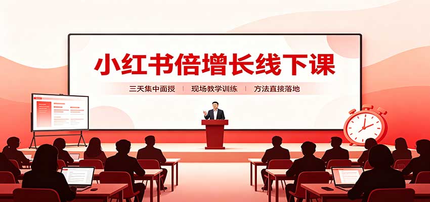小红书倍增长线下课:三天集中面授,拆解选品、素材制作与起号全链路-聊项目