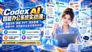 Codex AI智能办公系统实战课:掌握文件、表格、PPT、项目管理、数据分析、浏览器及企业日报自动化-聊项目