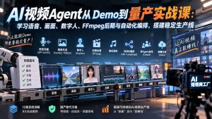 AI视频Agent从Demo到量产实战课:学习语音、画面、数字人、FFmpeg后期与自动化编排,搭建稳定生产线-聊项目