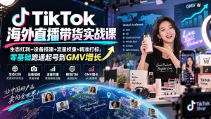 TikTok海外直播带货实战课|生态红利+设备搭建+流量权重+精准打标,零基础跑通起号到GMV增长-聊项目