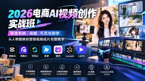 2026电商AI视频创作实战班:掌握剪映、海螺、可灵与即梦,从人物替换到营销视频成片完整教学-聊项目