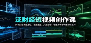 泛财经短视频创作课:解析财经赛道定位,掌握选题、文案配音,精通剪辑与特效制作技巧-聊项目