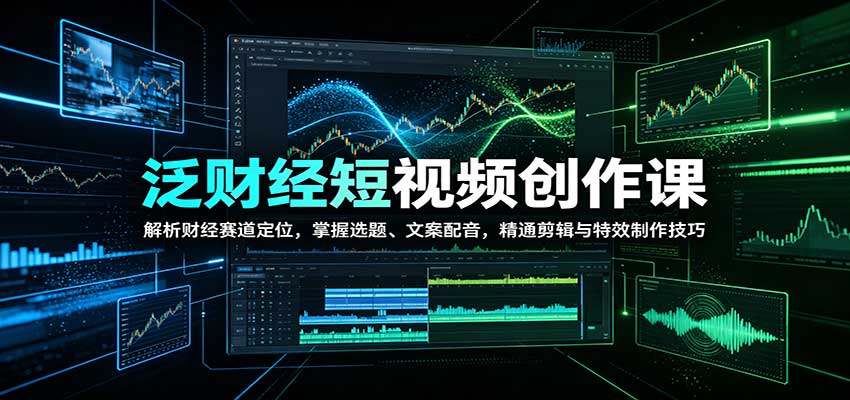 泛财经短视频创作课:解析财经赛道定位,掌握选题、文案配音,精通剪辑与特效制作技巧-聊项目