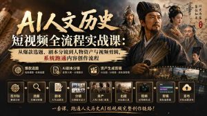 AI人文历史短视频全流程实战课-更新:从爆款选题、剧本分镜到人物资产与视频剪辑,系统跑通内容创作流程-聊项目