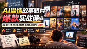 AI温情故事短片爆款实战课-更新|选题+剧本+分镜+视频生成+剪辑发布,条条爆款,涨粉接广告日赚1K+-聊项目