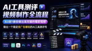 AI工具测评视频制作全流程,从0到1教你做出高完播的爆款视频,做出一个稳定接广告賺钱的AI工具测评号-聊项目