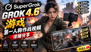 Grok 4.6也能做游戏?第一人称作战视频实测|玩法详细讲解-聊项目