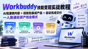 Workbuddy技能变现实战教程:AI批量做内容+经验包装成产品+自动完成交付,一人跑通轻资产创业模式-聊项目