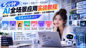 AI全场景应用实战教程|提示词+智能体+数字人+办公设计+短视频+小红书爆款内容,零基础快速进阶-聊项目