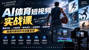 AI体育短视频赛道顶级玩法|赛道分析+人物故事+剧本创作+版权处理+运镜剪辑,跑通流量变现-日赚1K+-聊项目