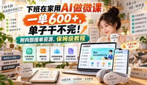 下班在家用AI做微课，一单600+，单子干不完！附内部接单资源，保姆级教程【揭秘】-聊项目
