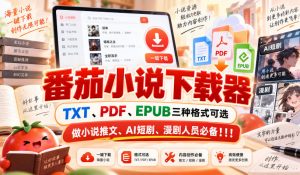 番茄小说下载器,TXT、PDF、EPUB三种格式可选,做小说推文、AI短剧、漫剧人员必备!!!-聊项目
