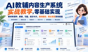 AI教辅内容生产系统实战教学,零基础实现教材转课件、教案、习题、知识卡片,教师提效、博主变现双向赋能-聊项目