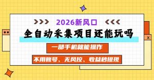 全自动采集项目还能玩吗?2026实测新风口 一部手机就能操作-聊项目