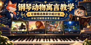 钢琴动物寓言教学，可做精选独家分成计划，对标35W粉丝博主同款课-聊项目
