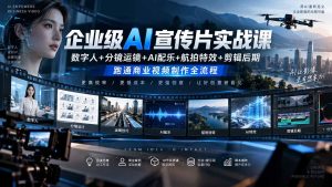企业级AI宣传片实战课|数字人+分镜运镜+AI配乐+航拍特效+剪辑后期,跑通商业视频制作全流程-聊项目