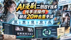 AI漫剧二创搬运技术，纯手法操作，融合20种去重手法-聊项目
