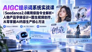 AIGC提示词系统实战课-无水印|Seedance2.0商用级指令全解析+人物产品字体设计+图生视频创作,掌握AI内容生产方法-聊项目